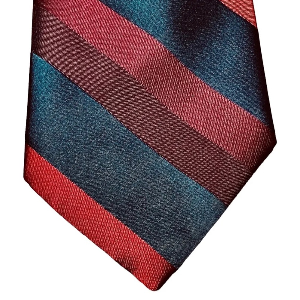 Bronzini Men’s Striped Tie Navy Burgundy Black Polyester Necktie Classic Pattern